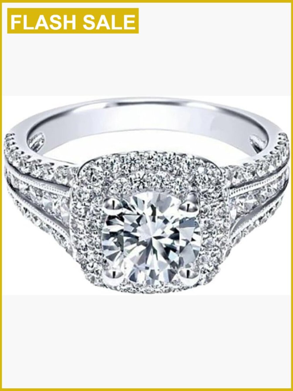 925 Sterling Silver Halo Cubic Zirconia Ring Cocktail Fine Jewelry Women's